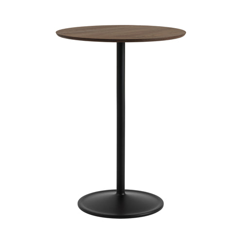 Soft Cafe Table: Round + High + Dark Oiled Oak + Black