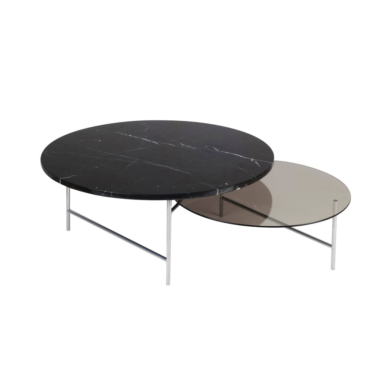 Zorro Coffee Table: Black Marquina Marble + Chrome