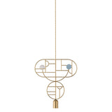 Wooden Dots Suspension Lamp: Oval + Circle with Stem + Horizontal Oval + Circle + Gold + 1 Curled Stem + Gold + Blue + White