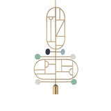 Wooden Dots Suspension Lamp: Oval with Stem + Vertical + Horizontal + Gold + 3 Stem + Gold + Blue + White + Turquoise 