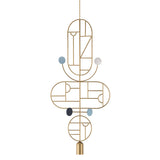 Wooden Dots Suspension Lamp: Oval + Circle with Stem + Vertical + Horizontal Oval + Circle + Gold + 1 Stem + 1 Curled Stem + Gold + Blue + White + Turquoise