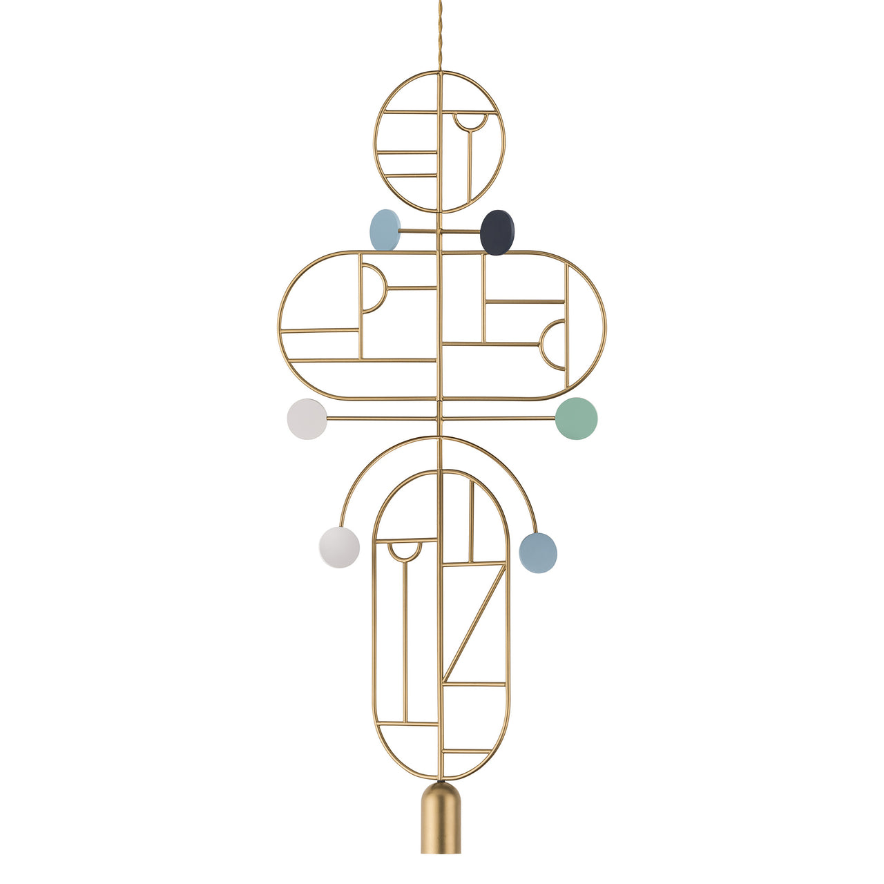 Wooden Dots Suspension Lamp: Oval + Circle with Stem + Circle + Horizontal + Vertical Oval + Gold + 2 Stem + 1 Curled Stem + Gold + Blue + White + Turquoise