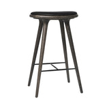 High Stool: Bar + Grey Stain Oak + Black Leather