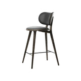 High Stool Backrest: Counter + Sirka Grey Stained Oak + Black Leather