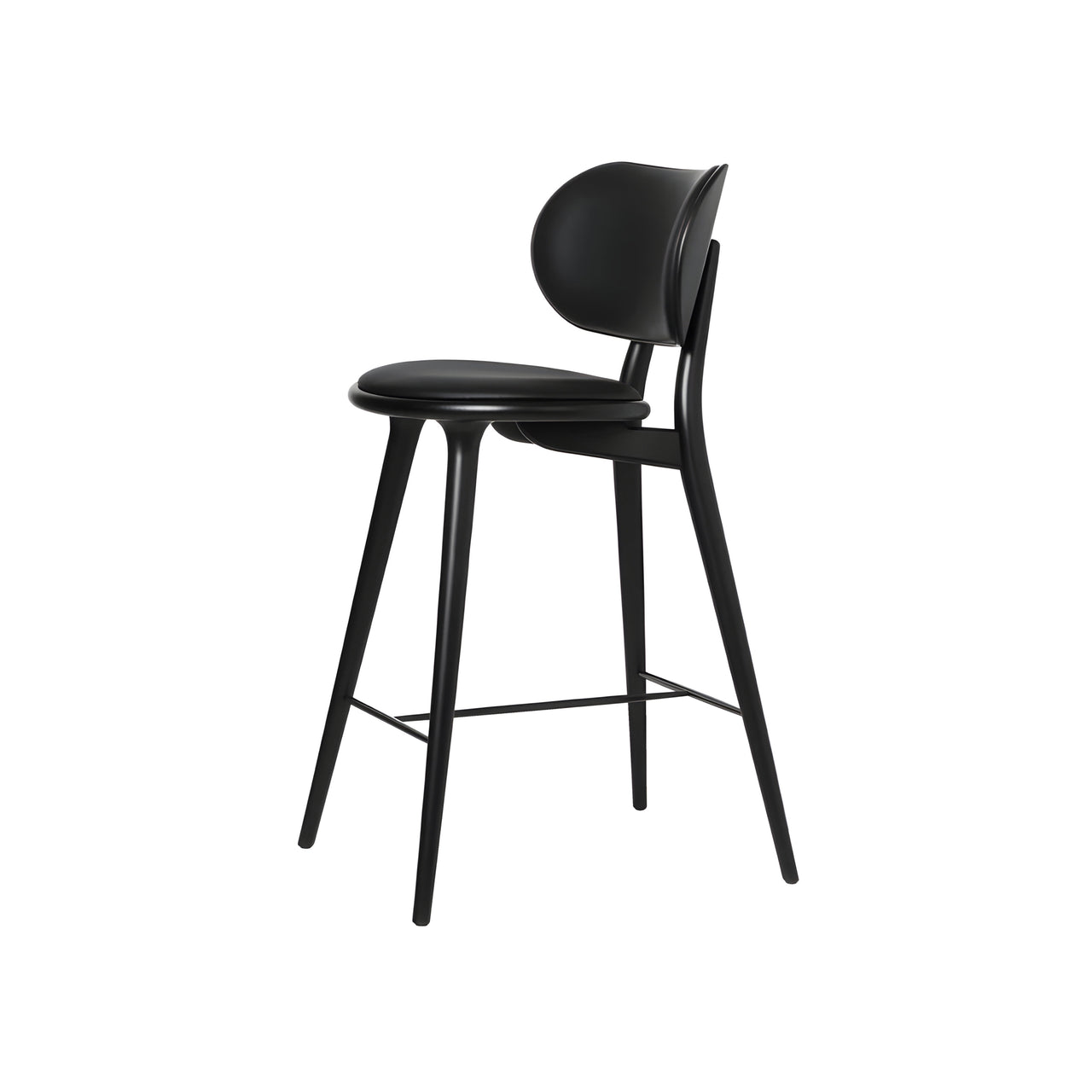 High Stool Backrest: Counter + Black Stained Beech + Black Leather