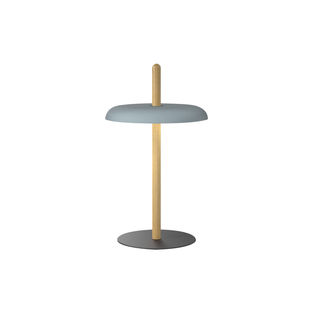 Nivél Portable Table Lamp: White Oak + Slate Blue