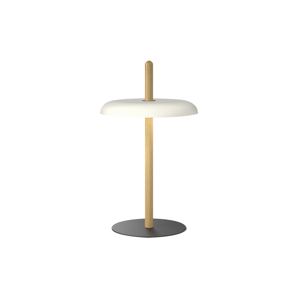 Nivél Portable Table Lamp: White Oak + White