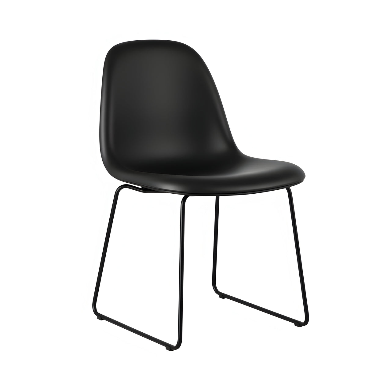 3D Dining Chair Stacking Sledge Base: Plastic Shell + Front Upholstered + Black