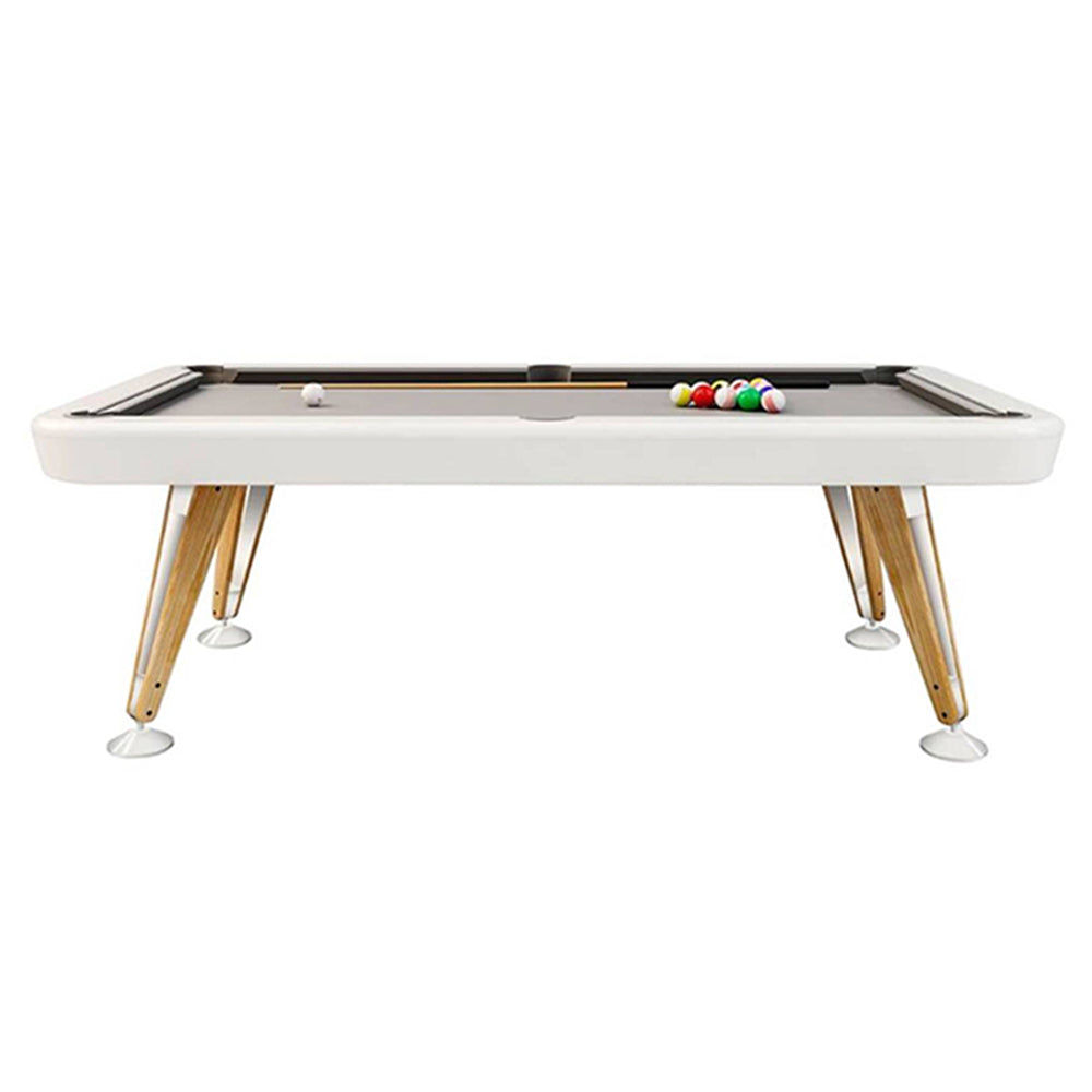 Diagonal Pool Table: 7 Feet + White + Grey + Oak