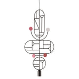 Wooden Dots Suspension Lamp: Oval + Circle with Stem + Vertical + Horizontal Oval + Circle + Graphite + 1 Stem + 1 Curled Stem + Graphite + White + Pink