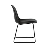 3D Dining Chair Stacking Sledge Base: Plastic Shell + Front Upholstered + Black