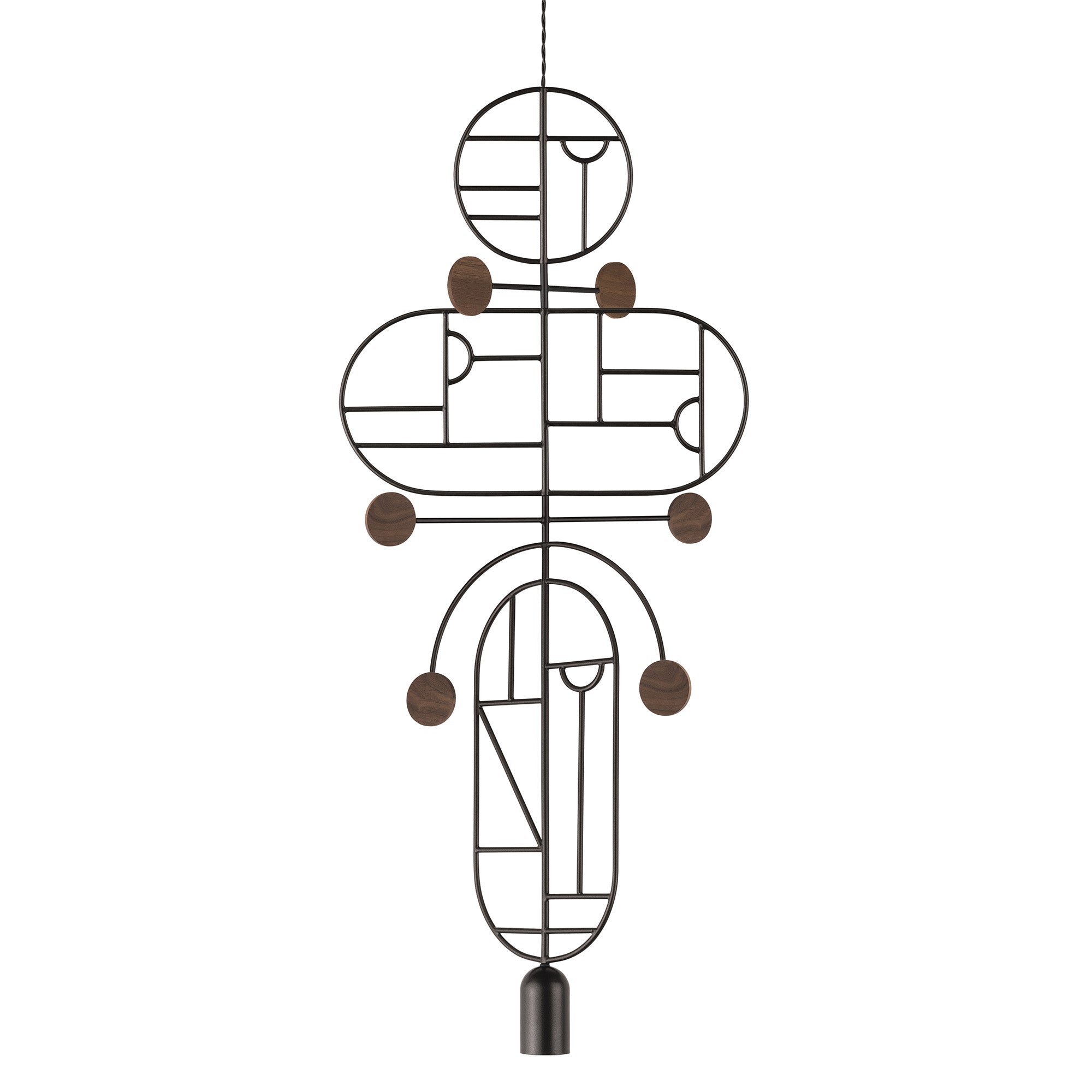 Wooden Dots Suspension Lamp: Oval + Circle with Stem + Circle + Horizontal + Vertical Oval + Graphite + 2 Stem + 1 Curled Stem + Graphite + Walnut