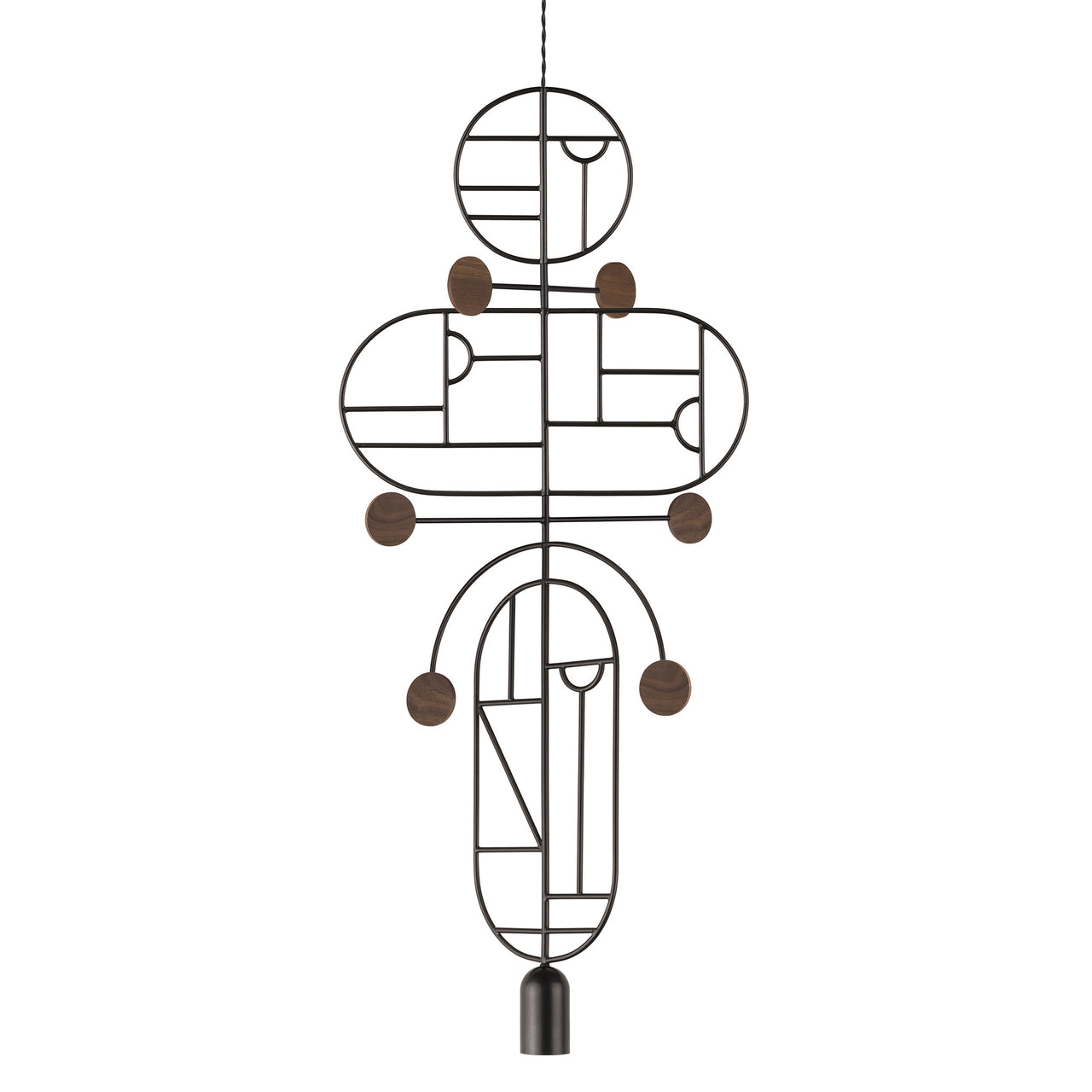 Wooden Dots Suspension Lamp: Oval + Circle with Stem + Circle + Horizontal + Vertical Oval + Graphite + 2 Stem + 1 Curled Stem + Graphite + Walnut