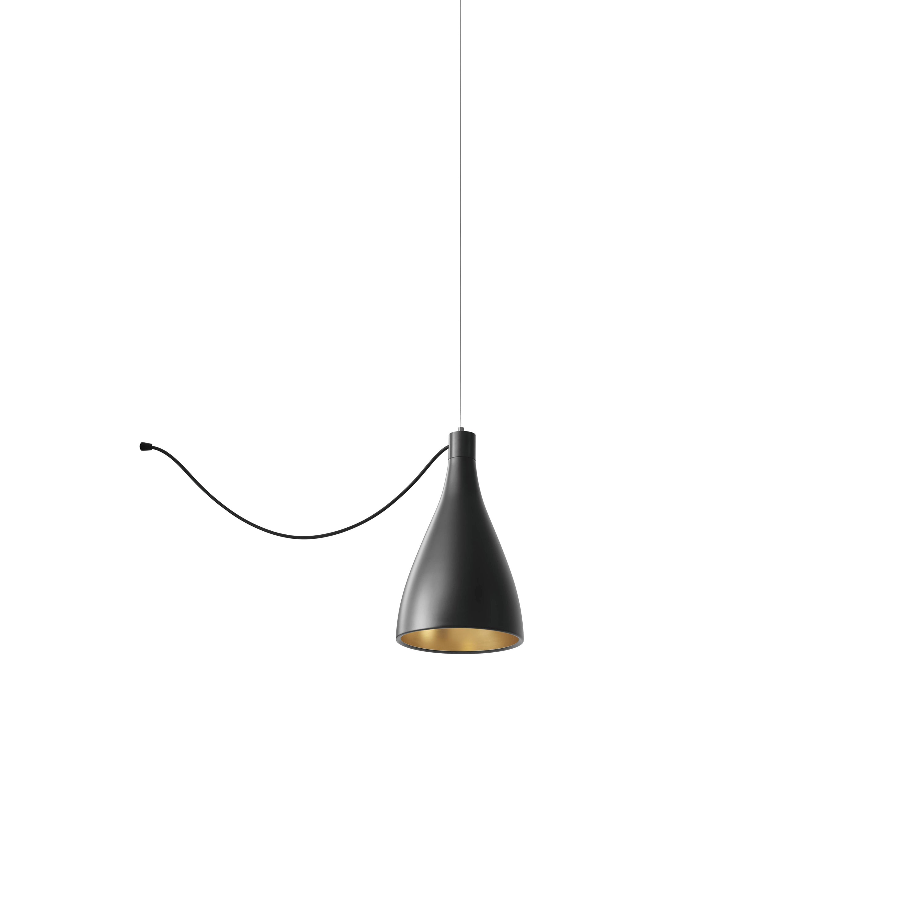 Swell String Indoor/Outdoor Pendant Light: Single Narrow + Black