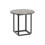 Florence Side Table: Gris du Marais Marble + Black