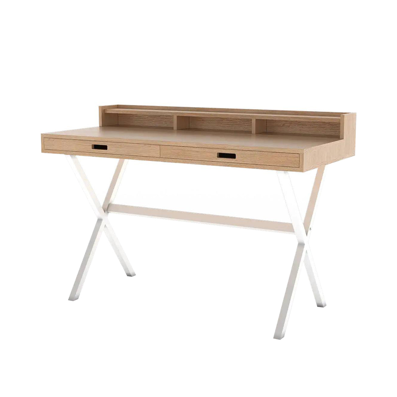 Hyppolite Desk: Natural Oak + White