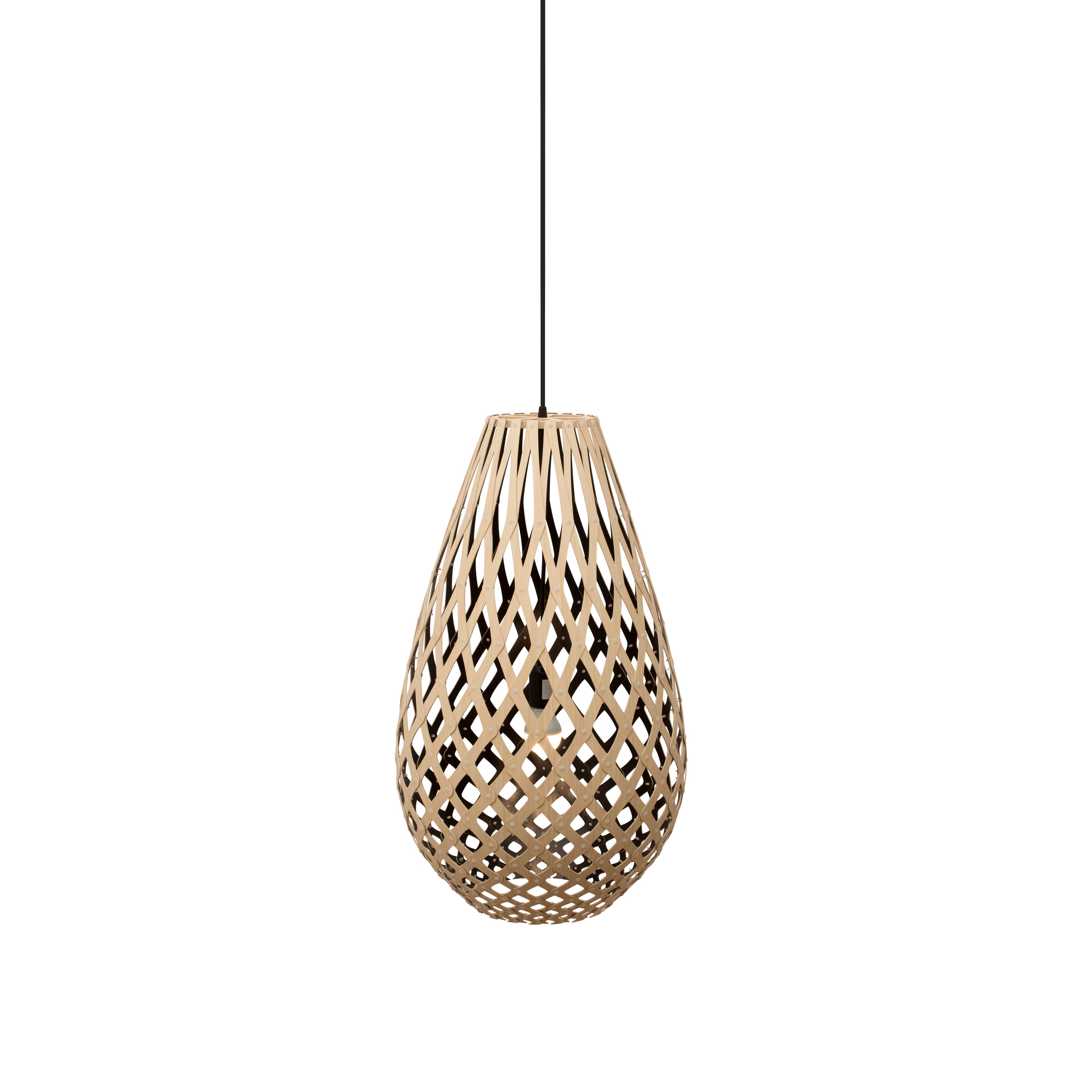 Kōura Pendant Light: Medium + Bamboo + Black + Black