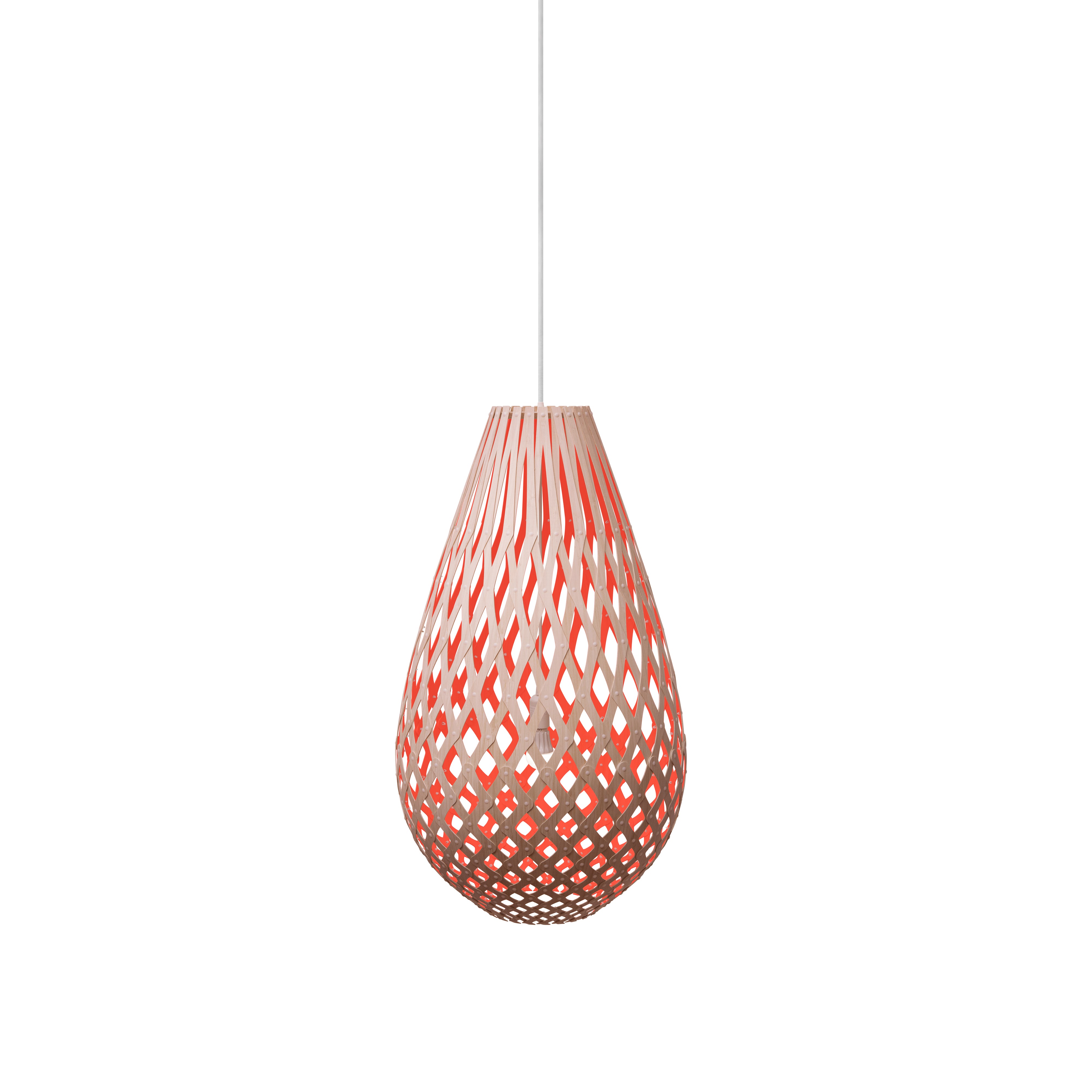 Kōura Pendant Light: Medium + Bamboo + Red + White