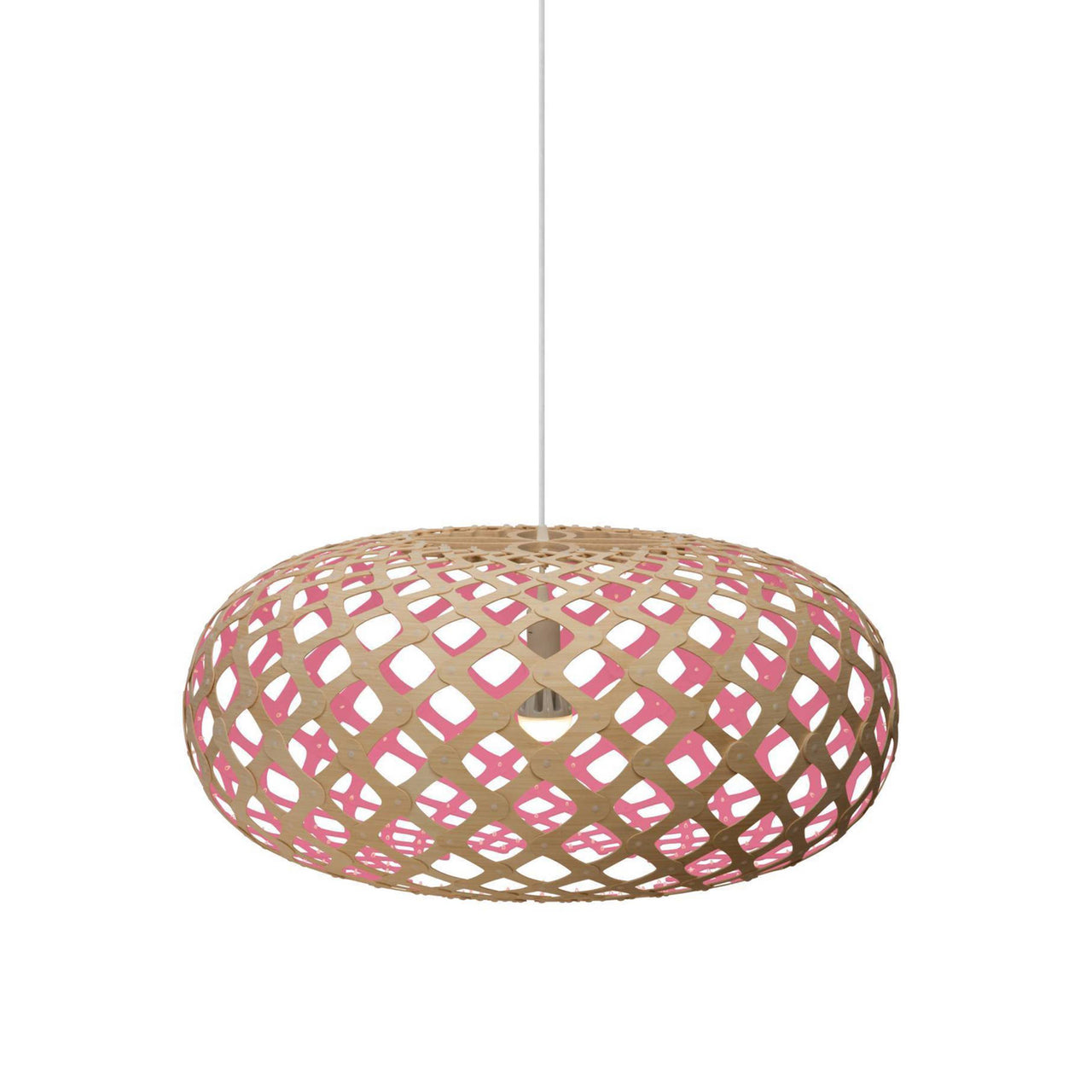 Kina Pendant Light: Large + Bamboo + Pink + White