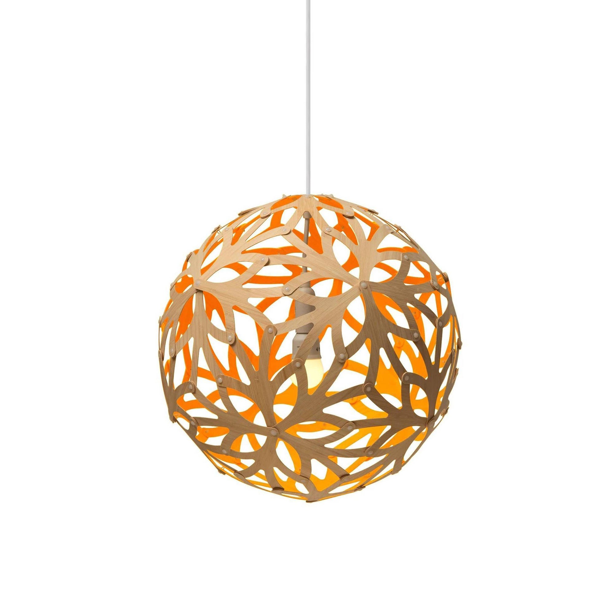 Floral Pendant Light: Large + Bamboo + Orange + White