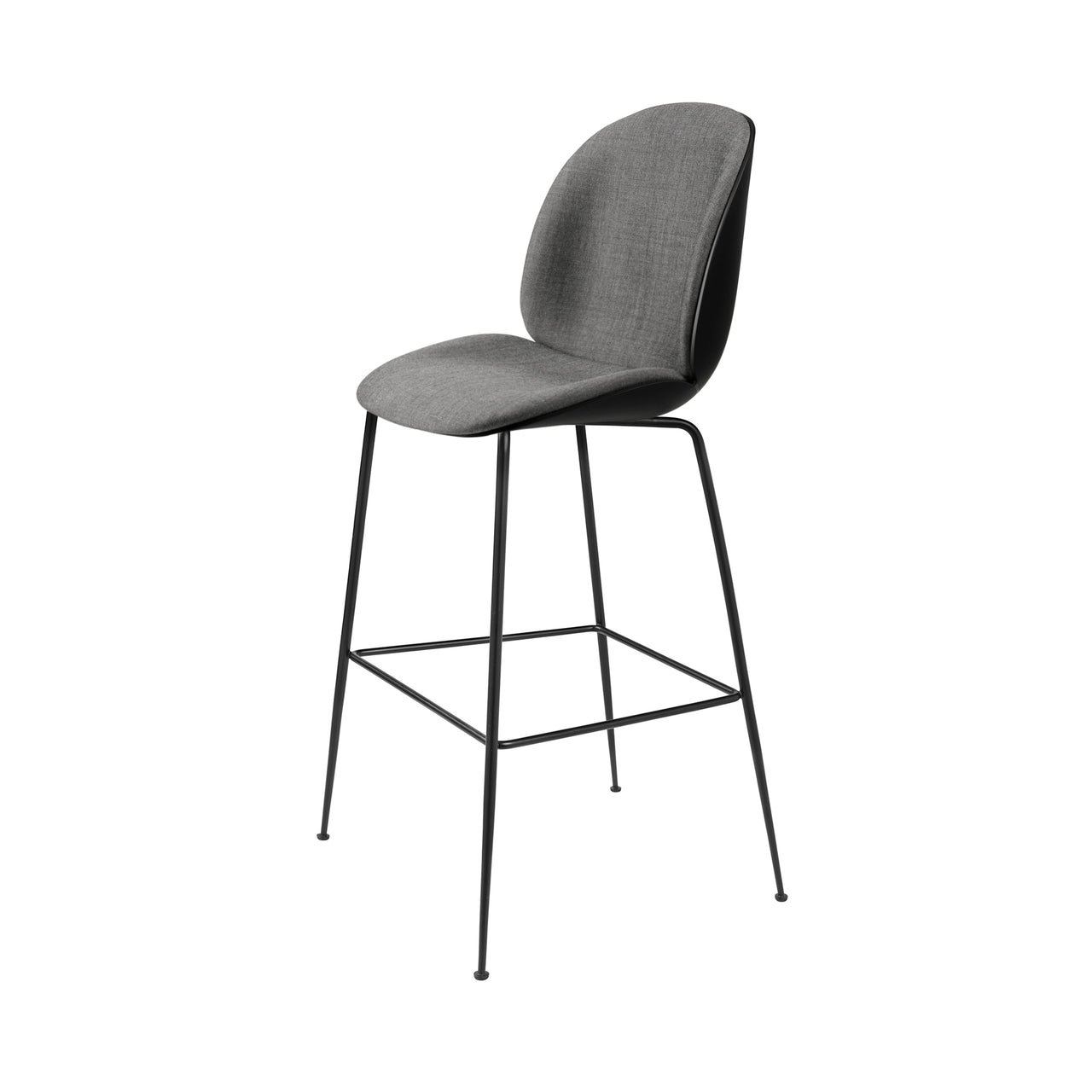 Beetle Bar Chair: Front Upholstered + Black Matt + Black