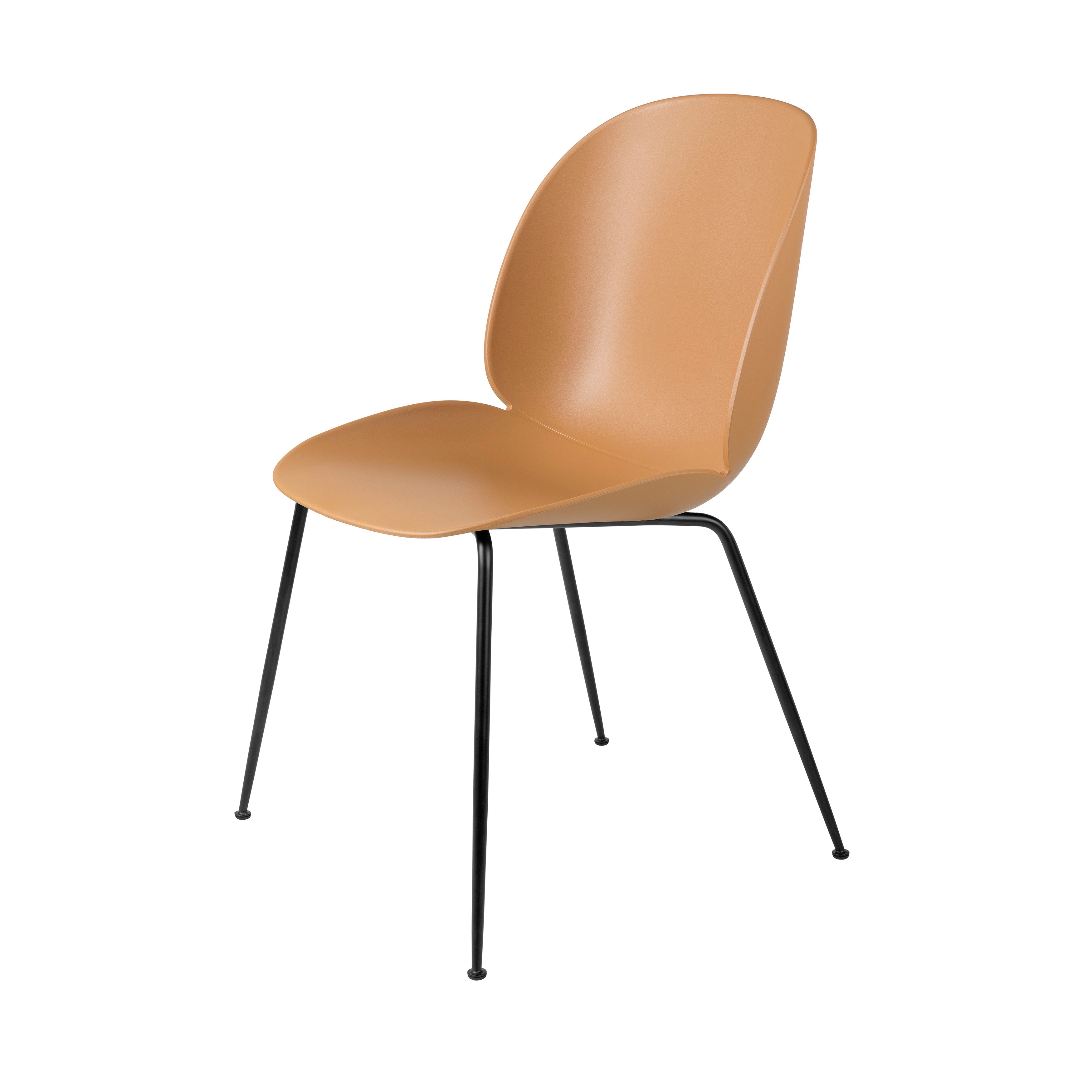 Beetle Dining Chair: Conic Base + Amber Brown + Black Matt + Felt Glides