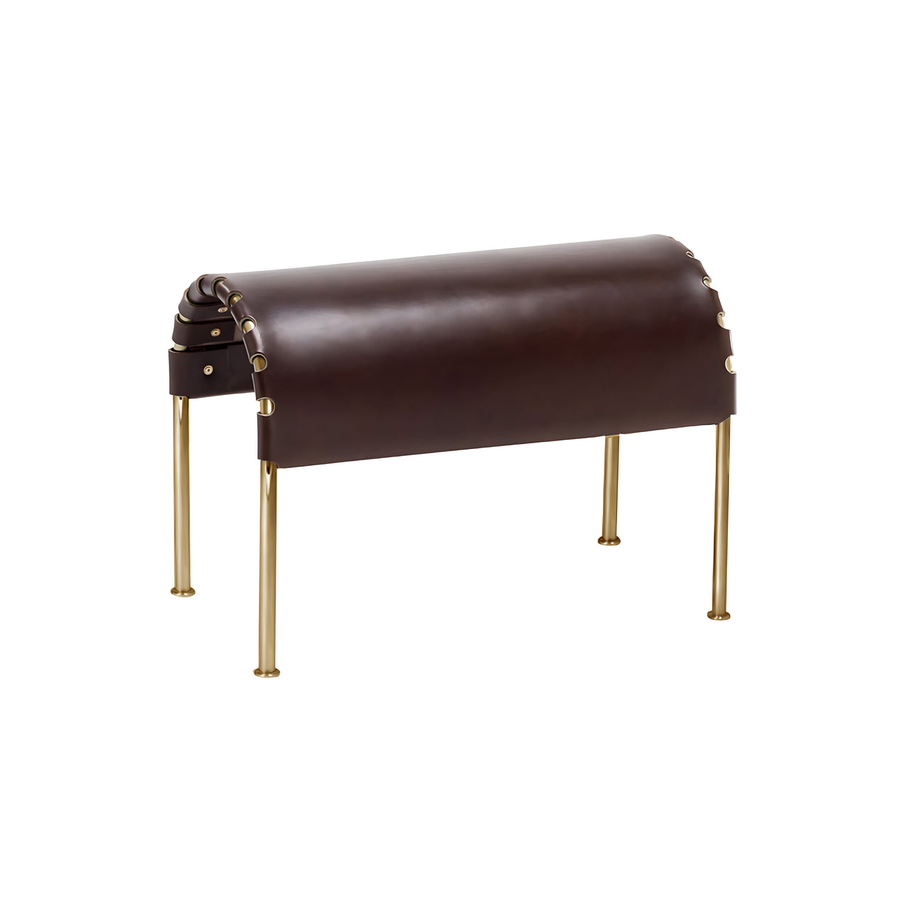 Bruno Footstool: Brass Treated + Tarnsjo Leather Brown Vintage