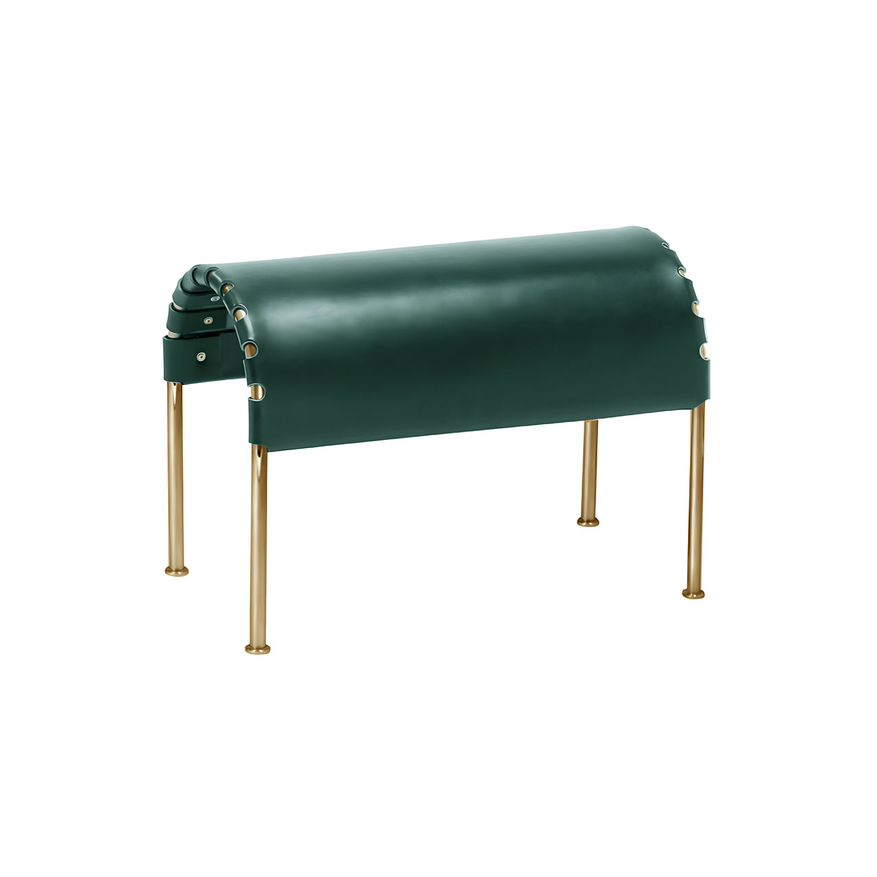 Bruno Footstool: Brass Treated + Tarnsjo Leather Green