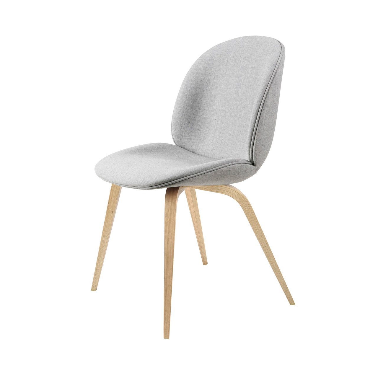 Beetle Dining Chair: Wood Base + Full Upholstery + Oak Semi Matt Lacquered