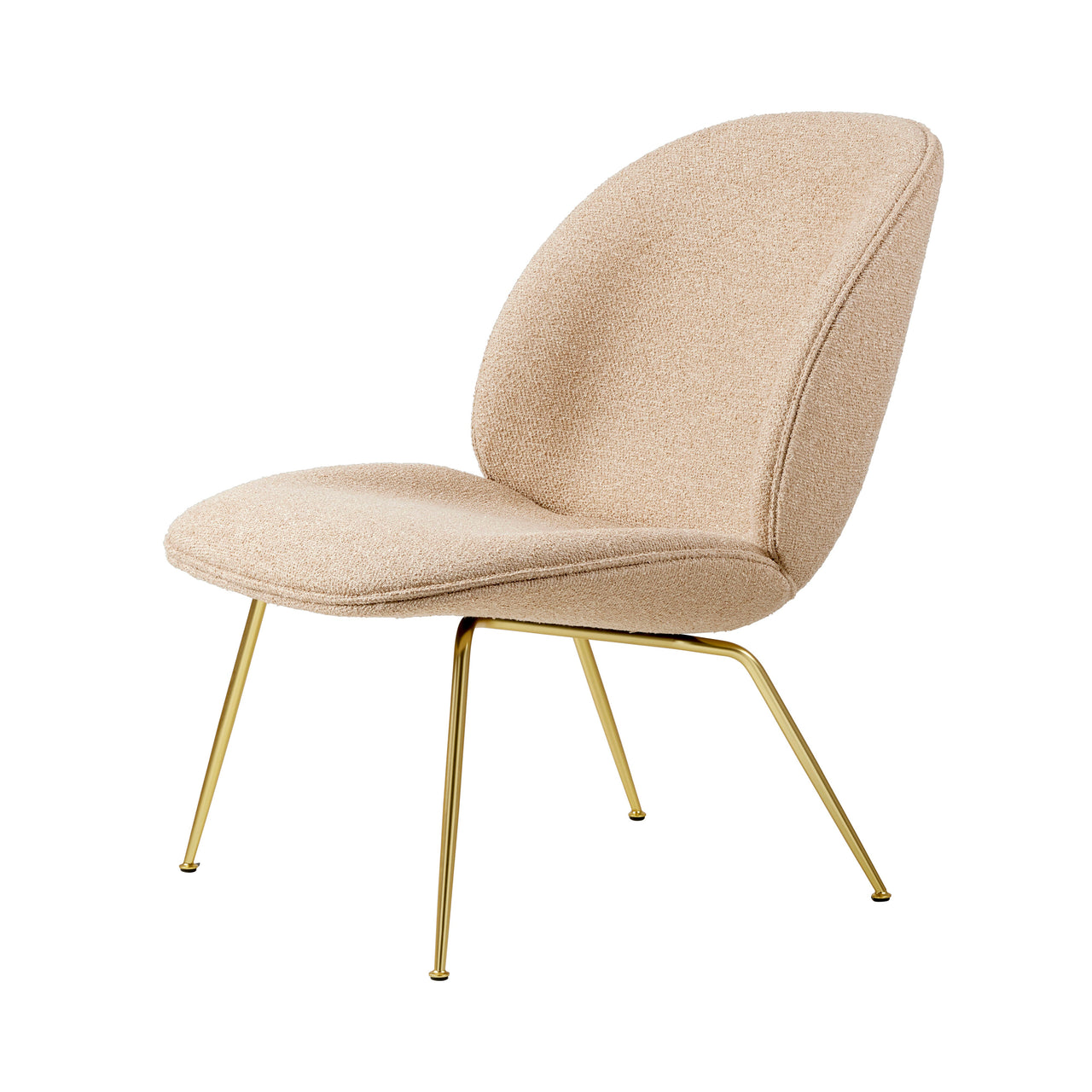 Beetle Lounge Chair: Conic Base + Full Upholstery + Brass Semi Matt