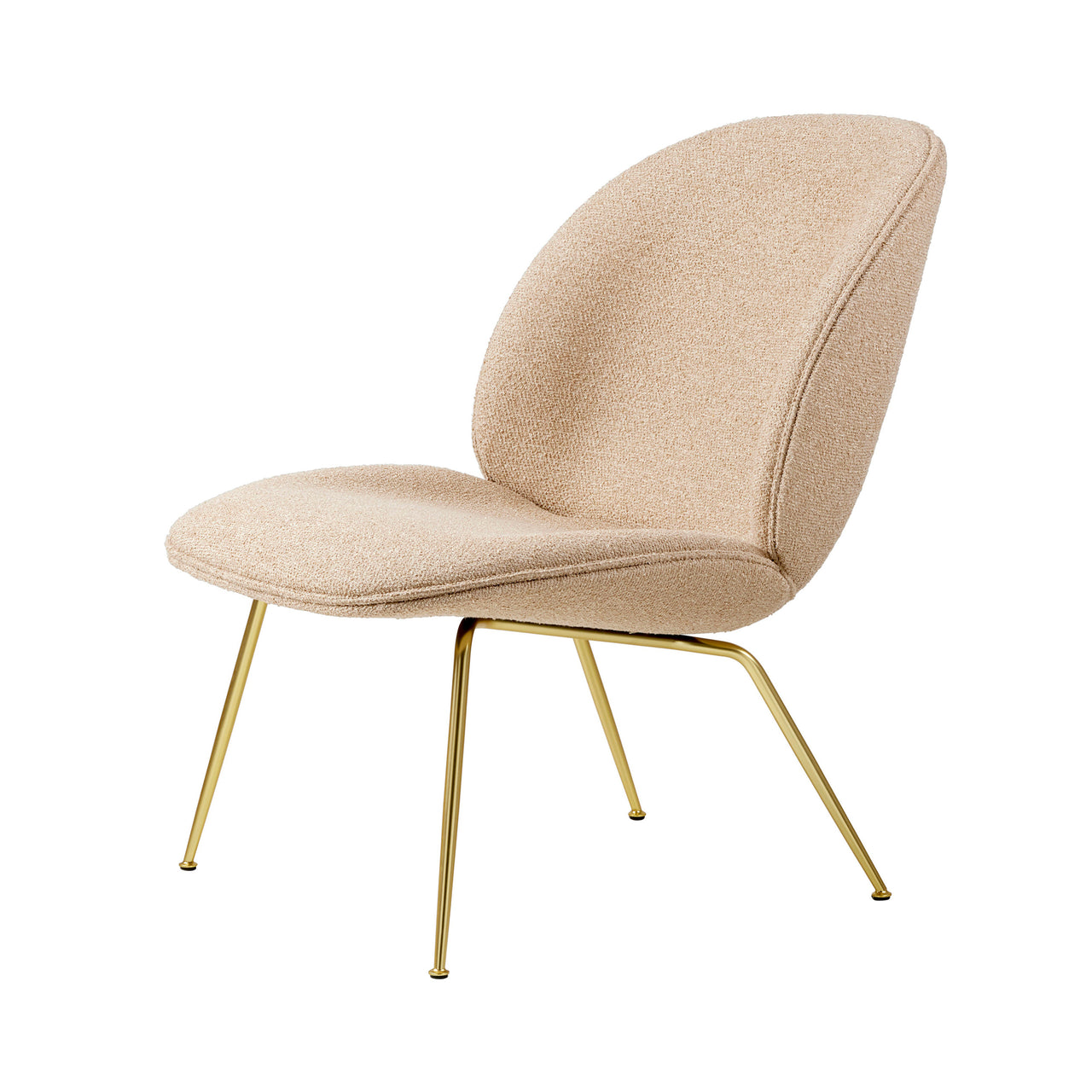 Beetle Lounge Chair: Conic Base + Fully Upholstery + Brass Semi Matt