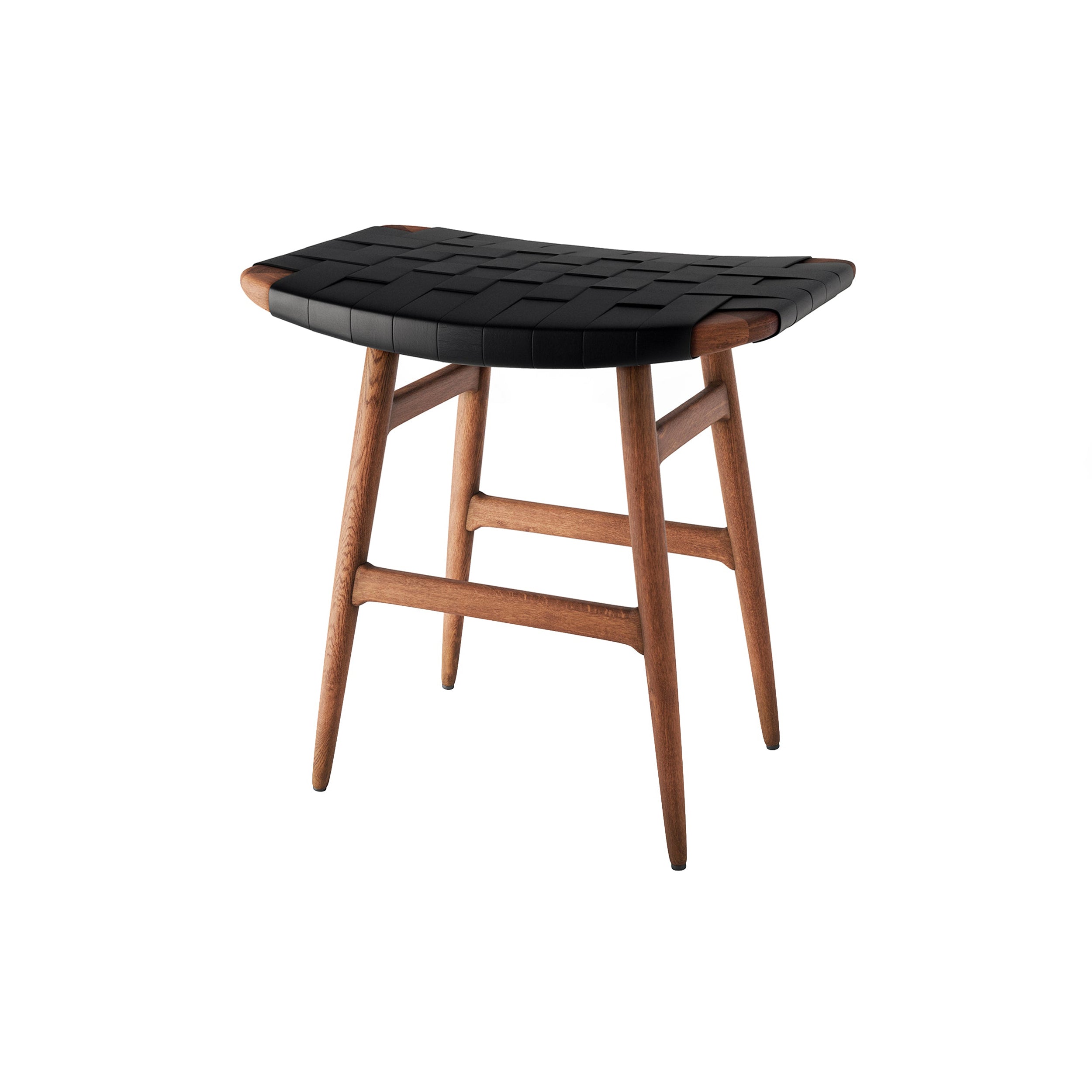 Freja Stool: Natural Walnut + Stripe + Black