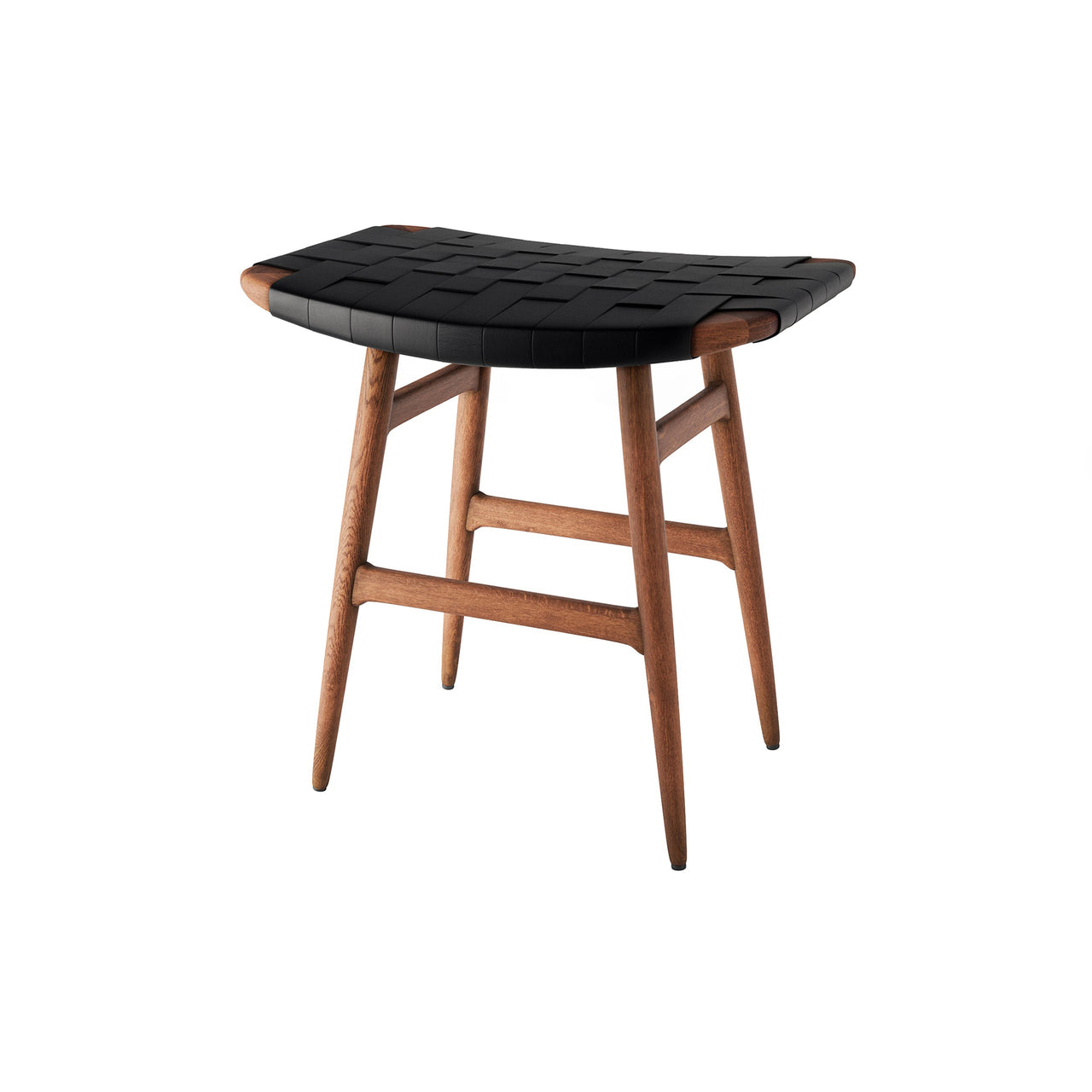 Freja Stool: Natural Walnut + Stripe + Black