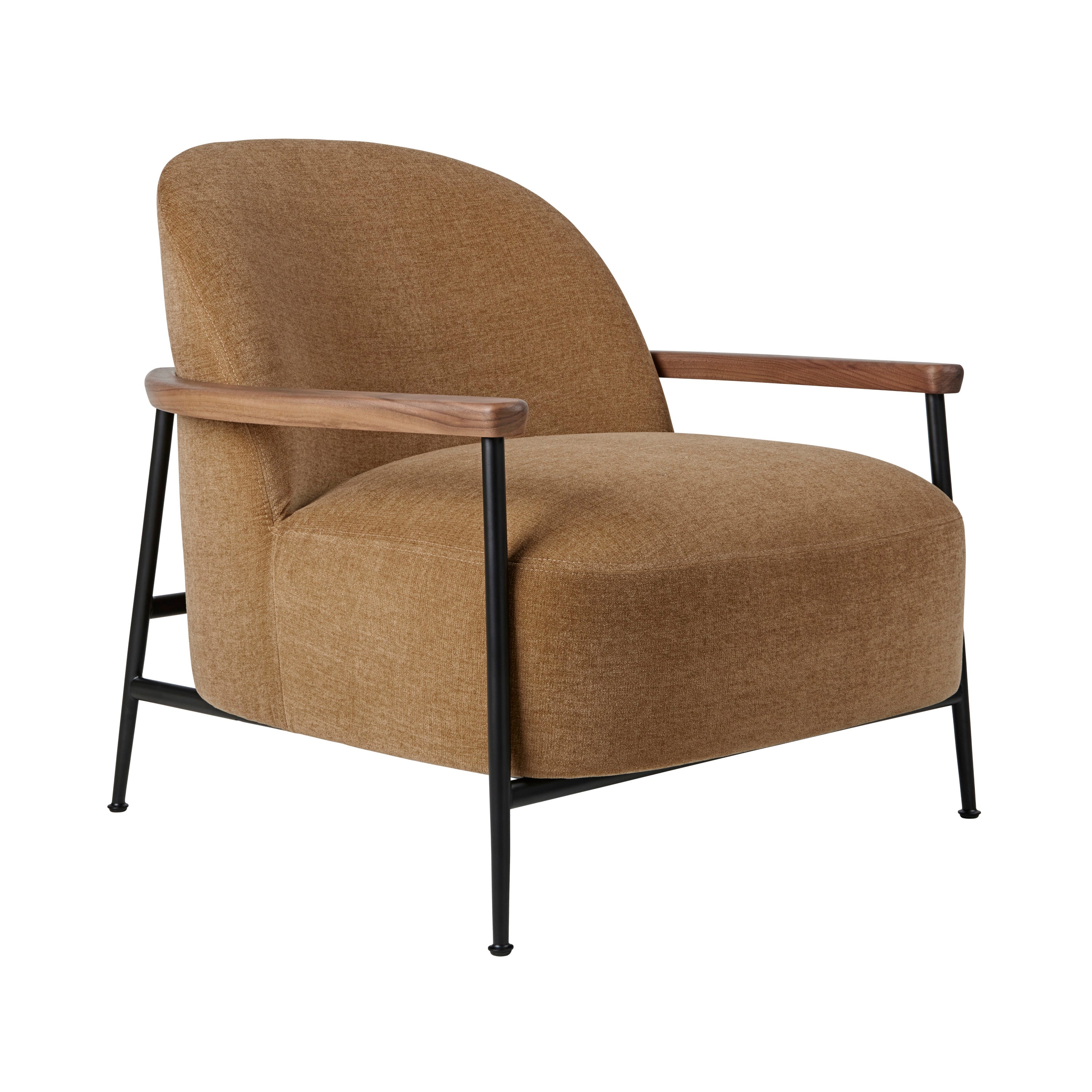 Sejour Lounge Chair with Armrests: Black Matt + Oiled American Walnut