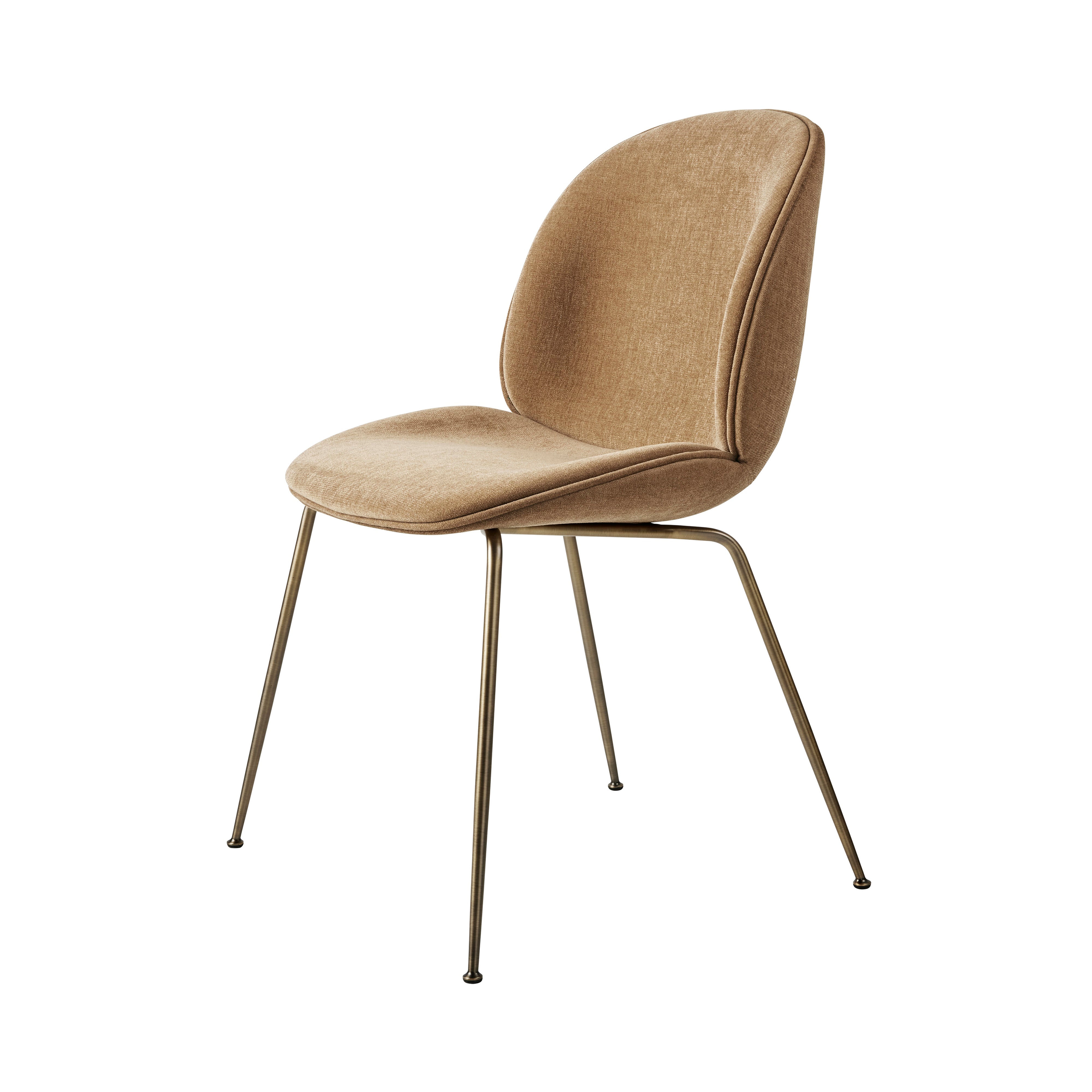 Beetle Dining Chair: Conic Base + Full Upholstery + Antique Brass