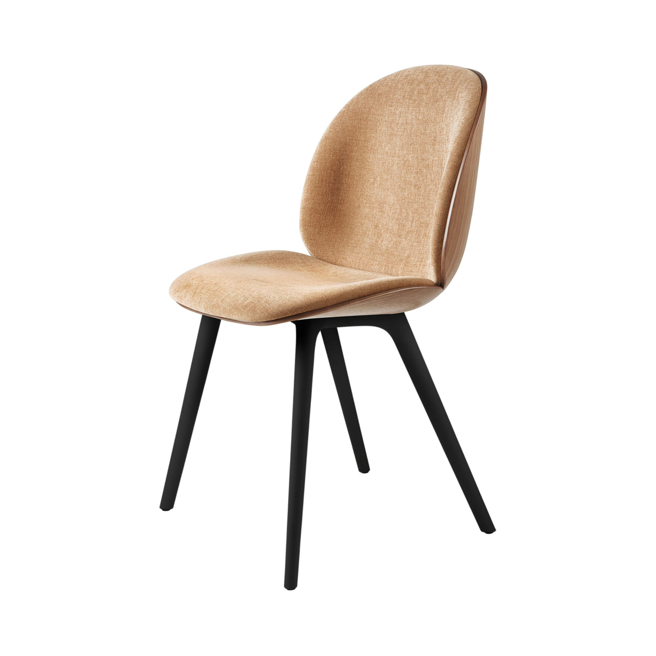 Beetle Dining Chair Plastic Base: Veneer Shell + Front Upholstered + American Walnut