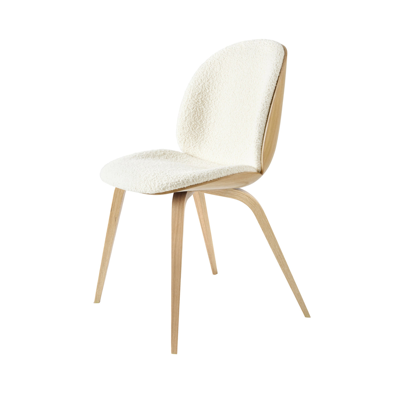 Beetle Dining Chair: Veneer Shell + Front Upholstered + Oak + Semi Matt Lacquered Oak
