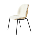 Beetle Dining Chair Veneer Shell: 4-leg Stacking + Front Upholstered + Oak