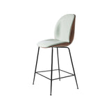 Beetle Counter Chair: Veneer Shell + Front Upholstered + Black Matt + American Walnut