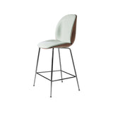 Beetle Counter Chair: Veneer Shell + Front Upholstered + Black Chrome + American Walnut