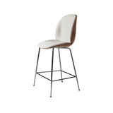 Beetle Counter Chair: Veneer Shell + Front Upholstered + Black Chrome + American Walnut