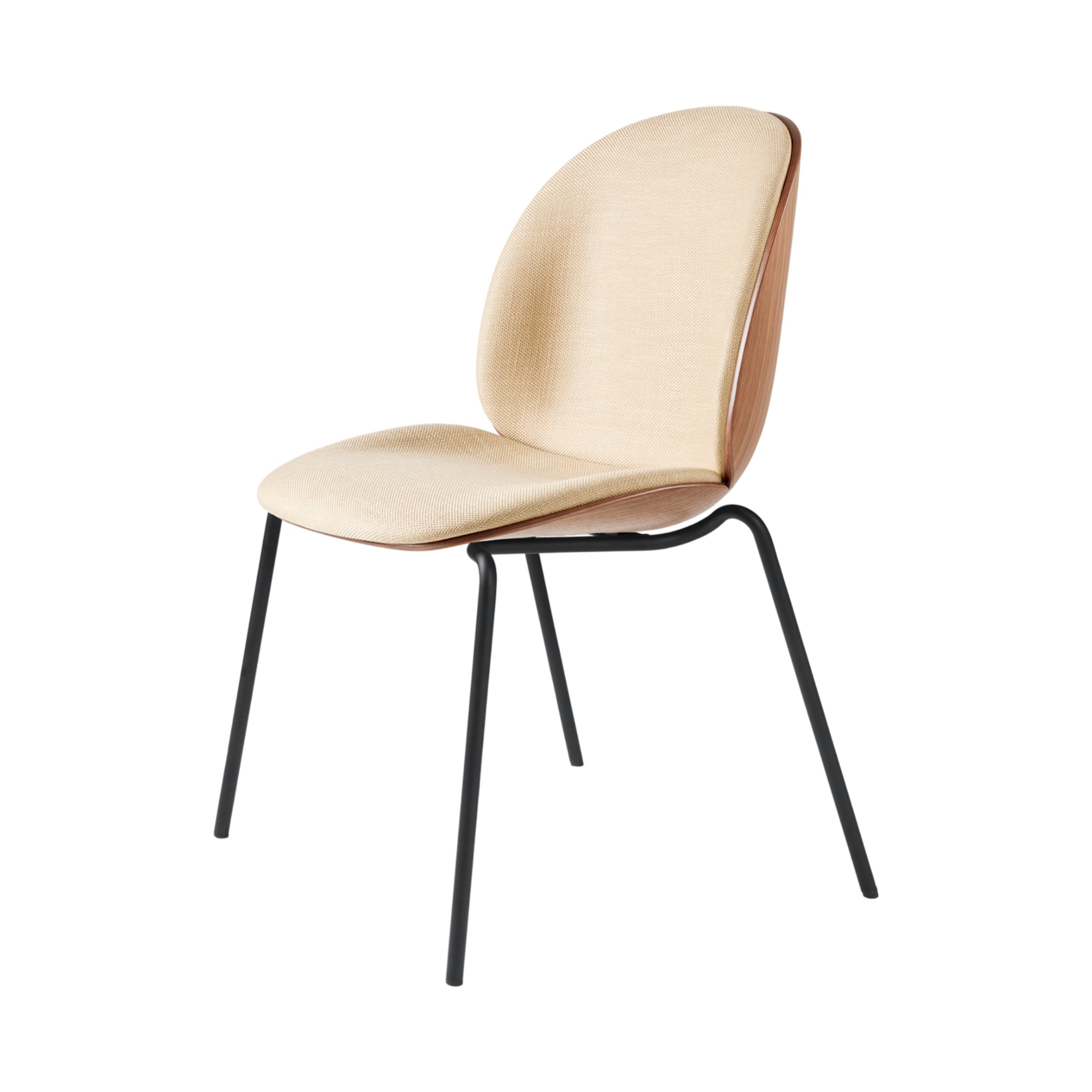 Beetle Dining Chair Veneer Shell: 4-leg Stacking + Front Upholstered + American Walnut