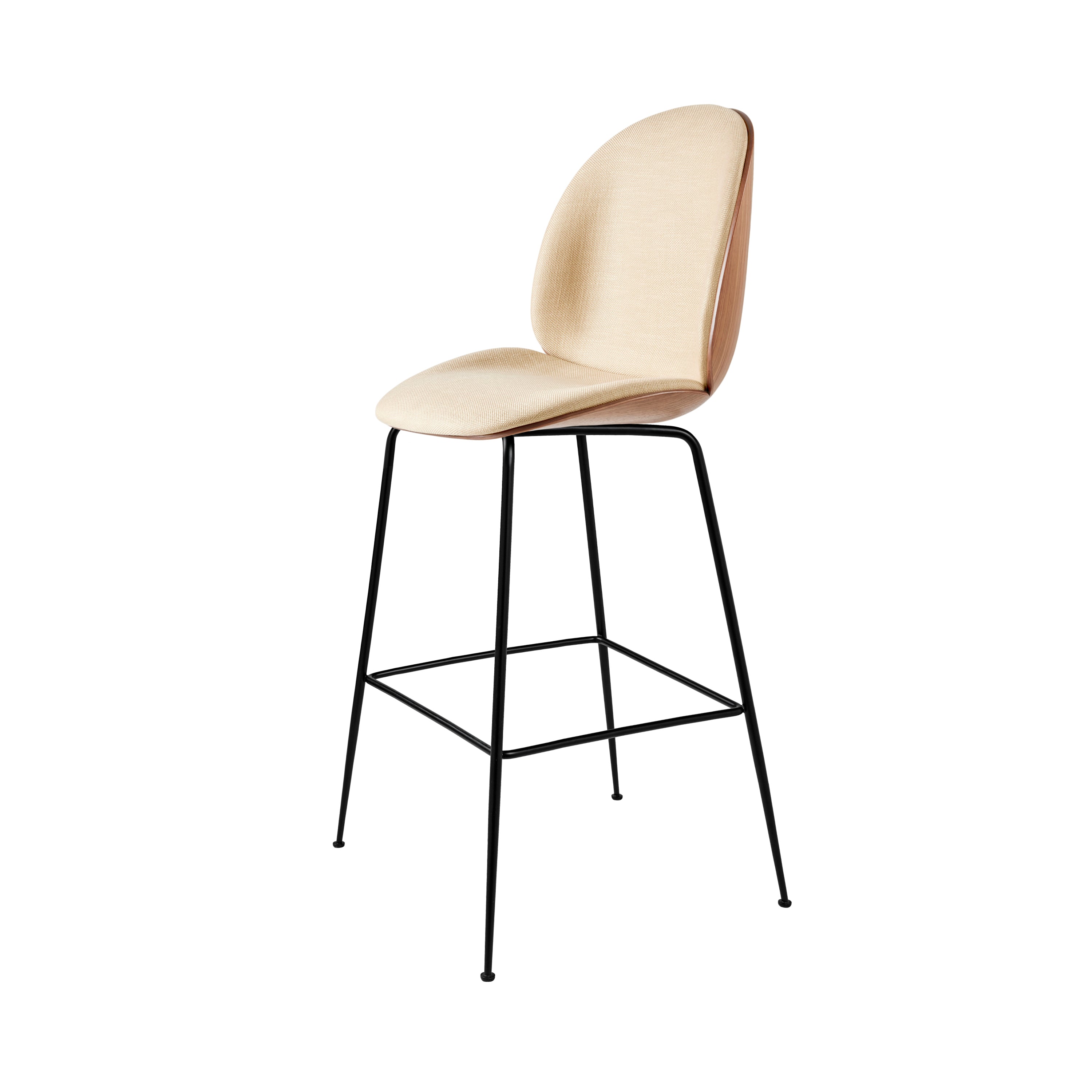 Beetle Bar Chair Conic Base: Veneer Shell + Front Upholstered + Black Matt + American Walnut