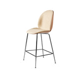 Beetle Counter Chair: Veneer Shell + Front Upholstered + Black Chrome + American Walnut