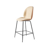 Beetle Counter Chair: Veneer Shell + Front Upholstered + Black Matt + American Walnut