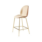 Beetle Counter Chair: Veneer Shell + Front Upholstered + Brass Semi Matt + American Walnut