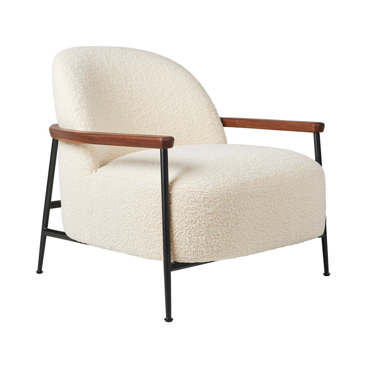 Sejour Lounge Chair with Armrests: Black Matt + Oiled American Walnut