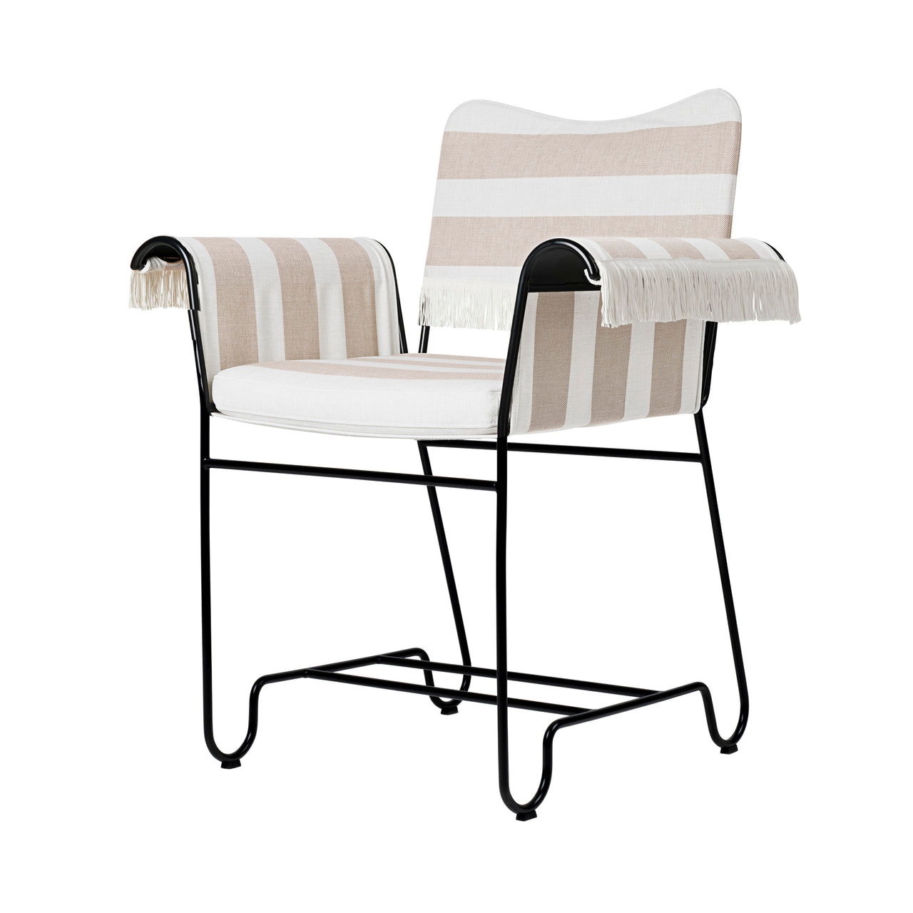 Tropique Dining Chair: Outdoor + Black + Leslie Stripe 40