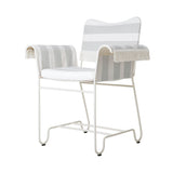 Tropique Dining Chair: Outdoor + White Semi Matt + Leslie Stripe 20