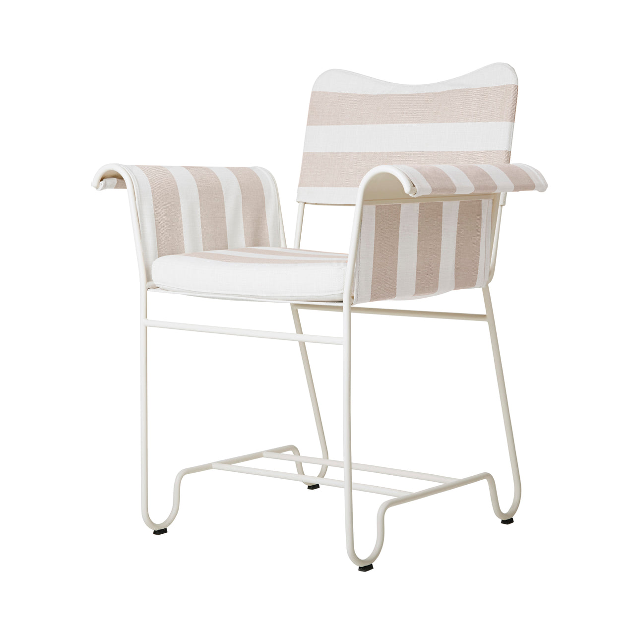 Tropique Dining Chair: Outdoor + White Semi Matt + Leslie Stripe 40